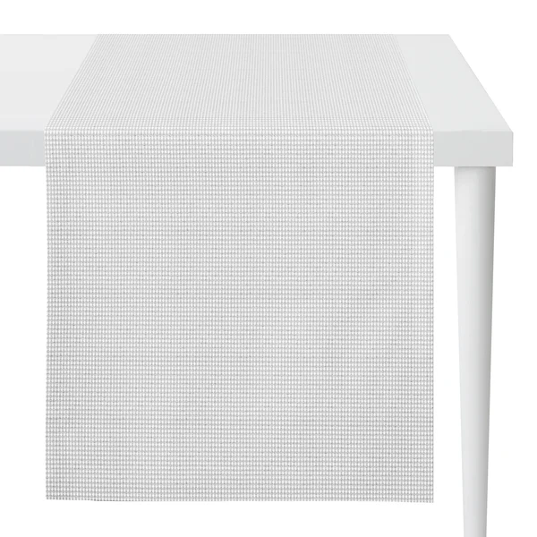 Tischläufer 1500 - Webstoff - Weiß / Silber