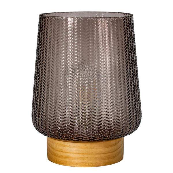 Tischleuchte Glamour Typ A - Echtholzfurnier / Farbglas - 1-flammig - Taupe - Image 4
