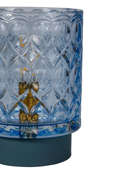 Tischleuchte Glamour Typ C - Aluminium / Farbglas - 1-flammig - Blau - Image 5