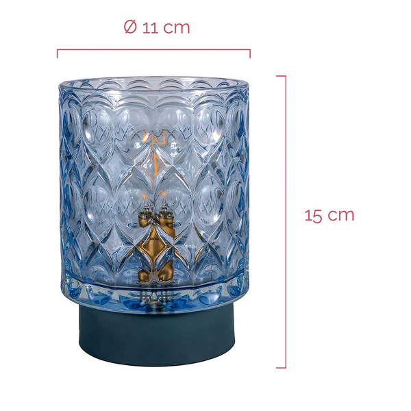 Tischleuchte Glamour Typ C - Aluminium / Farbglas - 1-flammig - Blau - Image 8