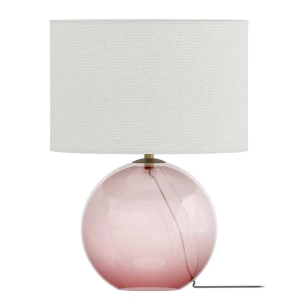 Tischleuchte LUMENZA - Leinen / Farbglas - Weiß / Pink - Image 2