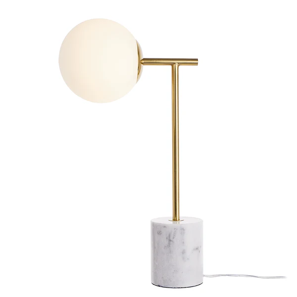 Tischleuchte LUNA - Metall / Glas / Marmor - 1-flammig - Gold / Weiß