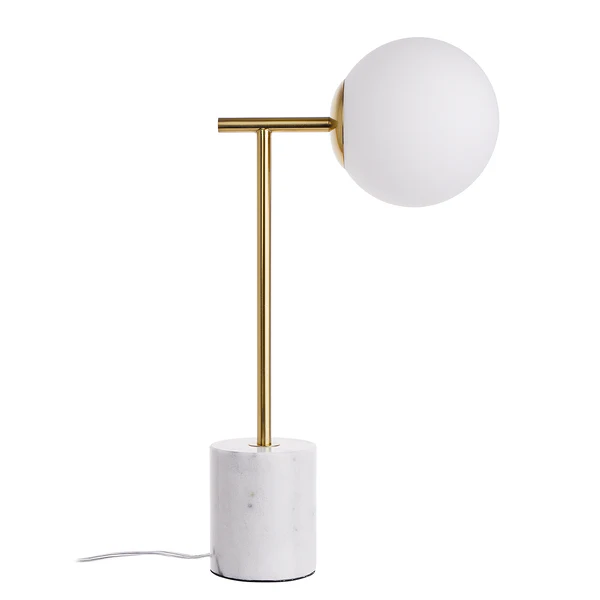 Tischleuchte LUNA - Metall / Glas / Marmor - 1-flammig - Gold / Weiß - Image 6