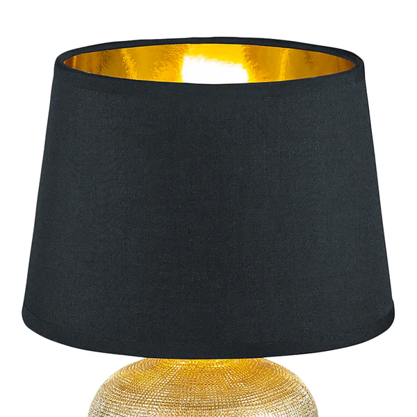 Tischleuchte Luxor I - Baumwollstoff / Keramik - 1-flammig - Schwarz / Messing - Image 3