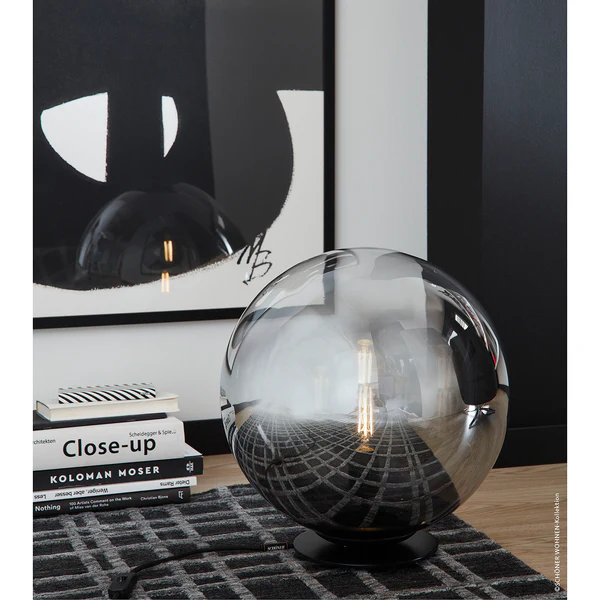 Tischleuchte Mirror - Rauchglas / Eisen - 1-flammig - Durchmesser: 30 cm - Image 2