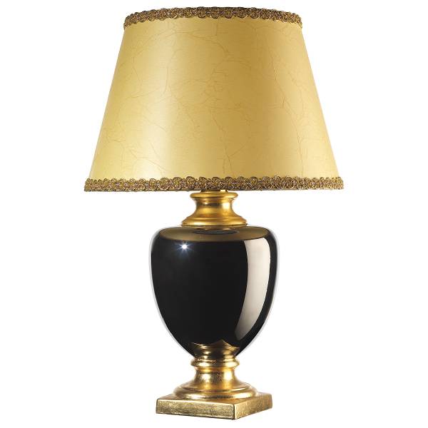 Tischleuchte Mozart - Baumwollstoff / Keramik - 1-flammig - Schwarz / Gold - Image 3