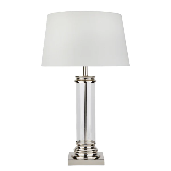Tischleuchte Pedestal - Mischgewebe / Stahl - 1-flammig - Silber - Image 4