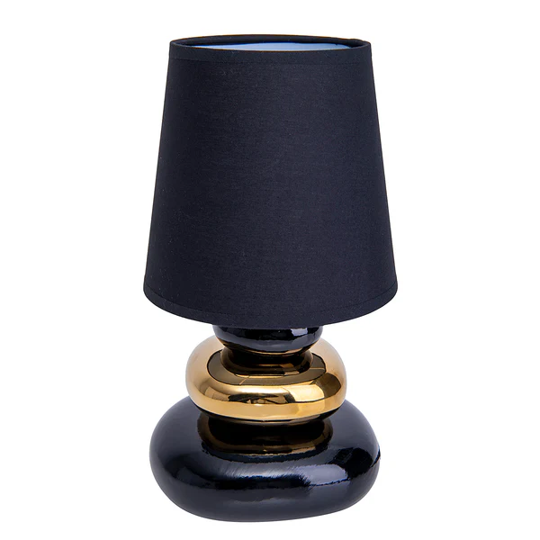 Tischleuchte Stoney - Eisen / Baumwollstoff - Schwarz / Gold - Image 3