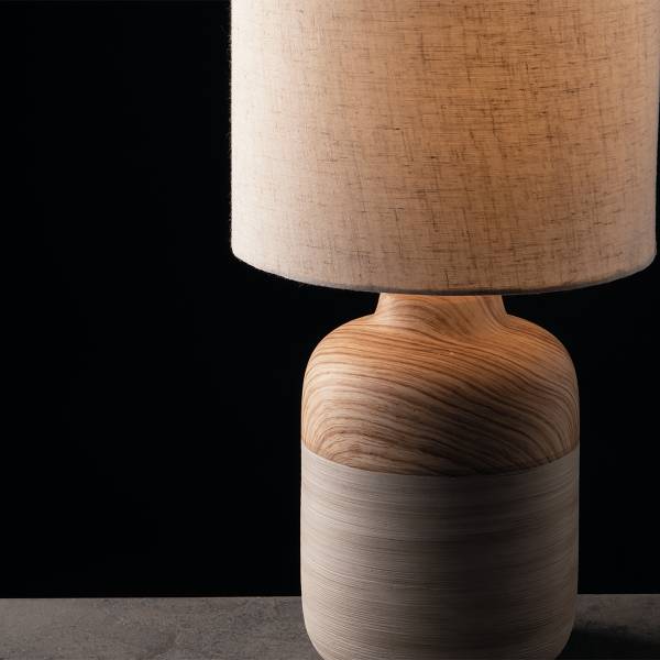 Tischleuchte Woody - Baumwollstoff / Keramik - 1-flammig - Höhe: 54 cm - Image 3