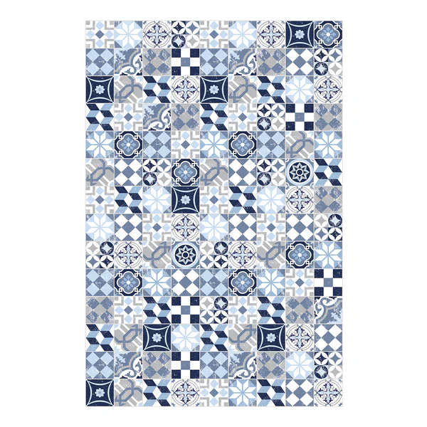Vinylteppich Matteo Mosaik I - Vinyl - Blau - 90 x 135 cm