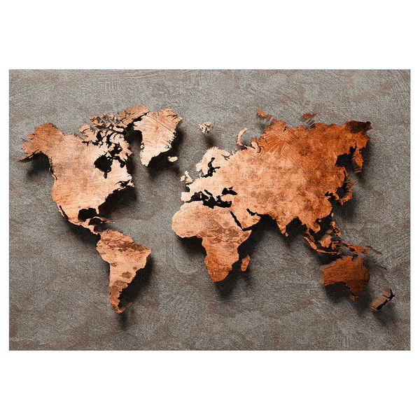 Vlies Fototapete Copper Map - Vlies - Bronze / Grau - 200 x 140 cm
