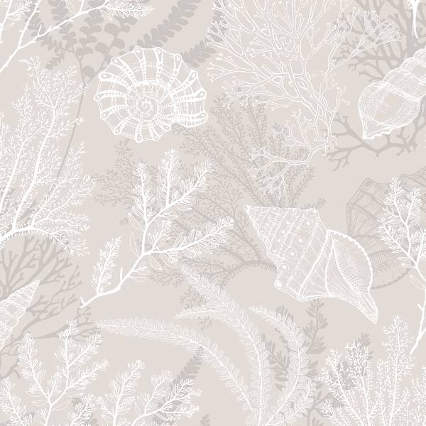 Vliestapete 81690 Muscheln - Vlies - Weiß / Beige