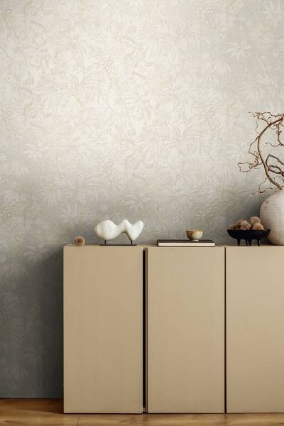 Vliestapete Hoa Blüten Farn - Vlies - Creme / Beige - Image 4