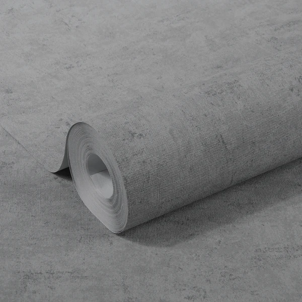 Vliestapete Leinen Beton - Grau - 0,52m  x 10,05m  x 0,02m - Grau - Image 3