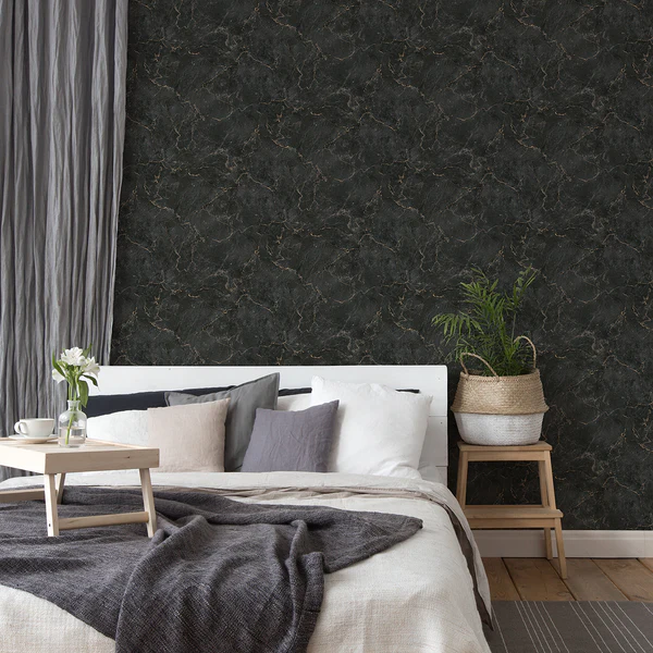 Vliestapete Monumental - Schwarz - 0,53m x 10,05m - Marmor Braun Dekor - Image 2
