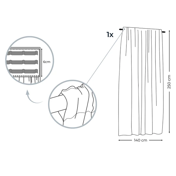 Vorhang mit Kräuselband Oilie - Polyester - Ecru - 140 x 270 cm - Image 5
