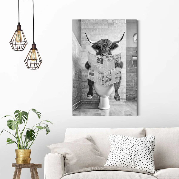 Wandbild Highlander Toilet - Schwarz - 60 x 90 cm - Image 2