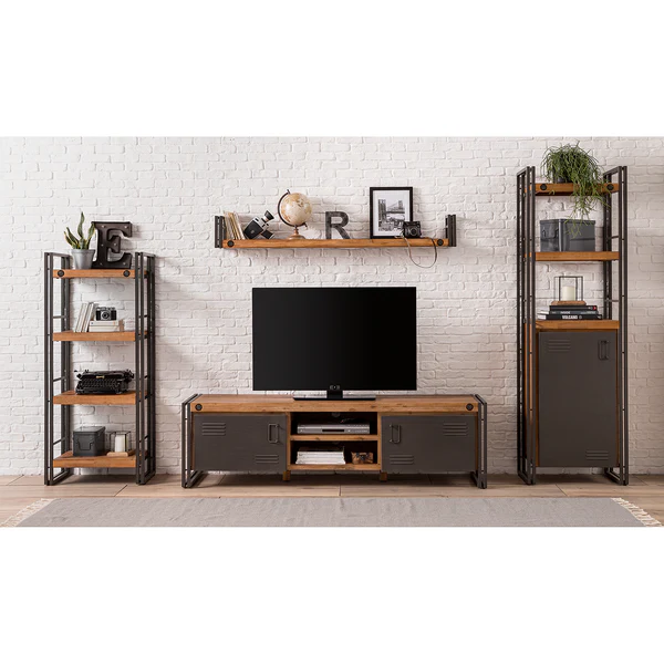 Wandboard MANCHESTER mit Seitenleisten - Akazie massiv / Metall - Akazie / Anthrazit - Breite: 150 cm - Image 4