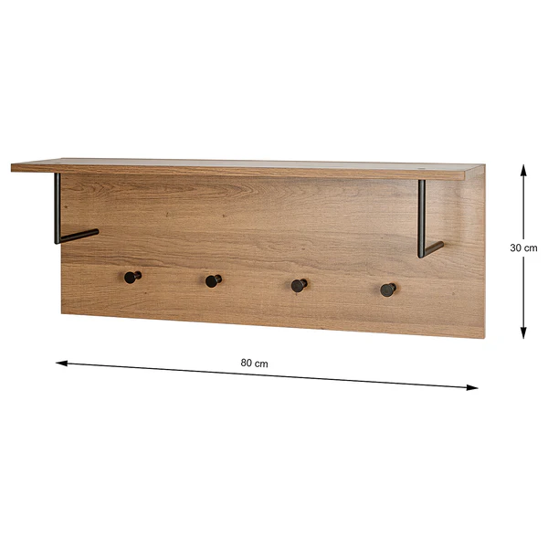 Wandgarderobe Dunnet 80 cm - Eiche Dekor - Image 4