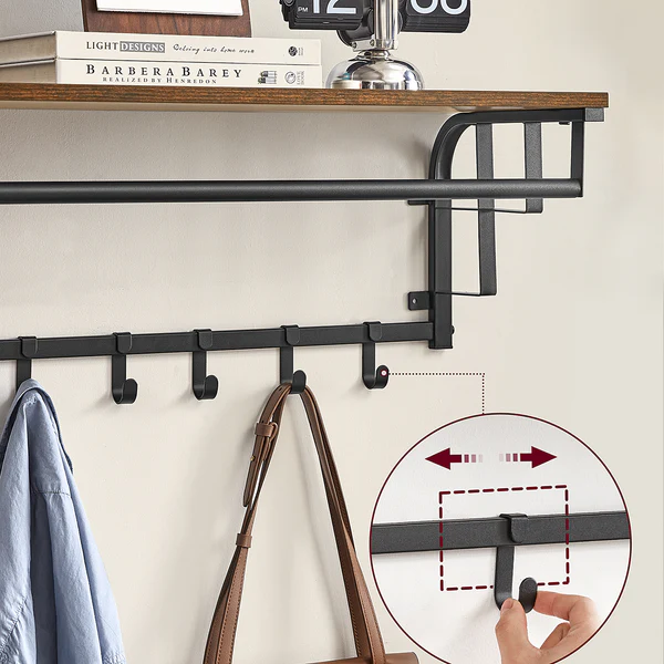Wandgarderobe Montevallo 80 cm - Dunkelbraun / Schwarz - Image 6