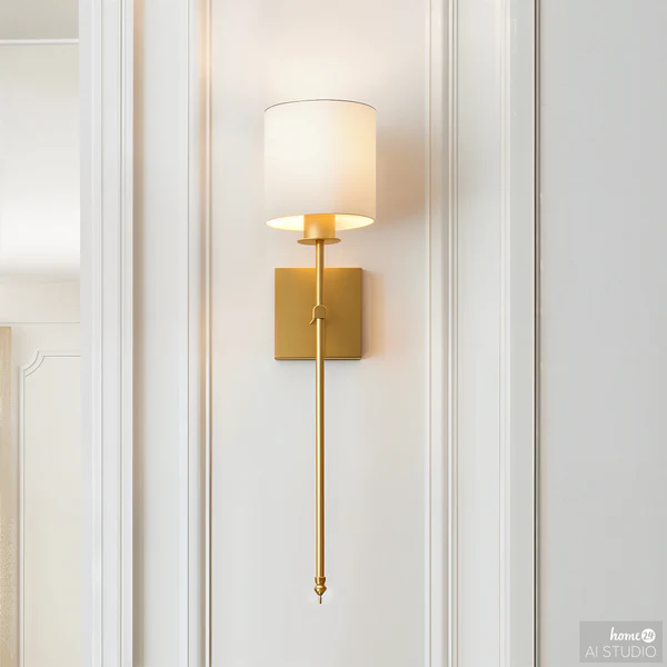 Wandleuchte ESTE mit Akku-Leuchtmittel - RGB-Leuchtmittel - inkl. Fernbedienung - Weiß / Messing