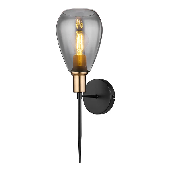Wandleuchte Fanni - Rauchglas / Eisen - Schwarz - 1-flammig