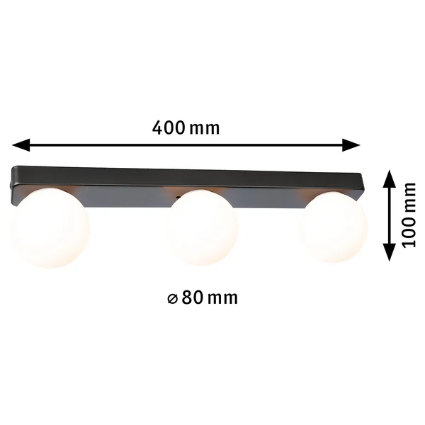 Wandleuchte Gove Balken - Opalglas / Aluminium - 3-flammig - Schwarz - Image 12