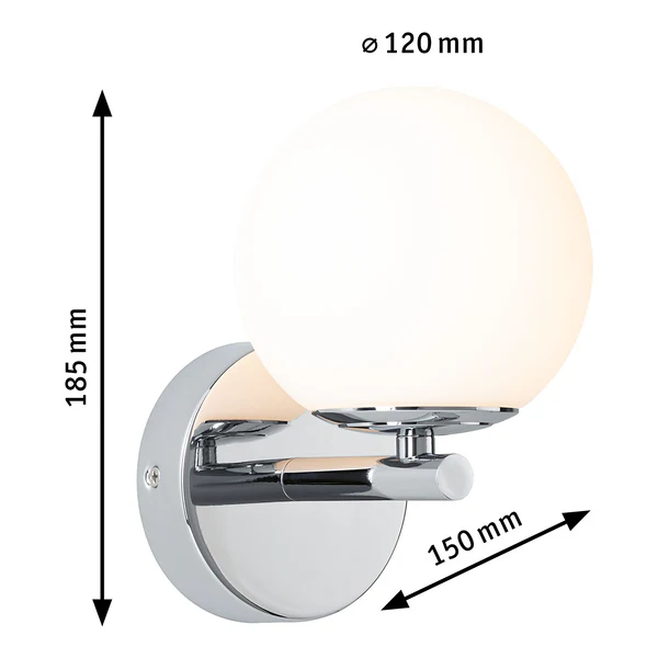 Wandleuchte Gove - Opalglas / Chrom - 1-flammig - Chrom - Image 11