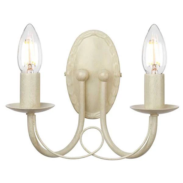 Wandleuchte Minster - Stahl - Ivory - Flammenanzahl: 2