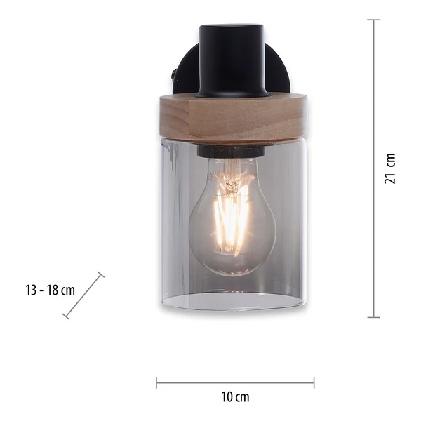 Wandleuchte Pasqual - Rauchglas / Eisen - Flammenanzahl: 1 - Image 8