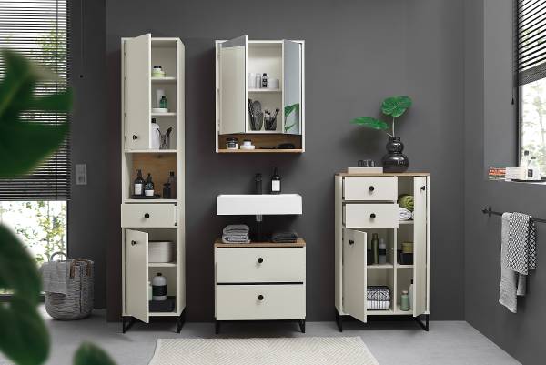 Waschbeckenunterschrank Atuabo - Kaschmir / Eiche Evoke Dekor - Image 3