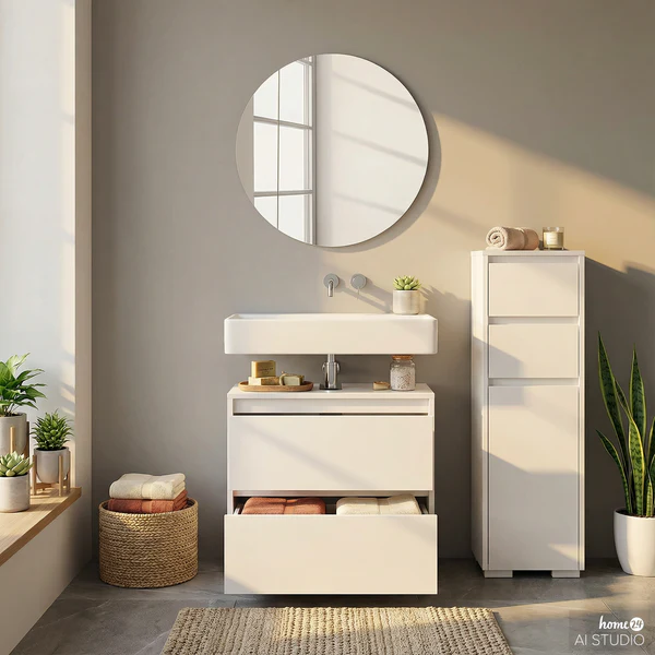 Waschbeckenunterschrank Gergov - Weiß - Image 3