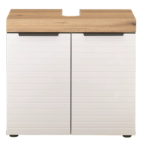 Waschbeckenunterschrank Nison - Weiß / Eiche Dekor - Breite: 60 cm - Image 11