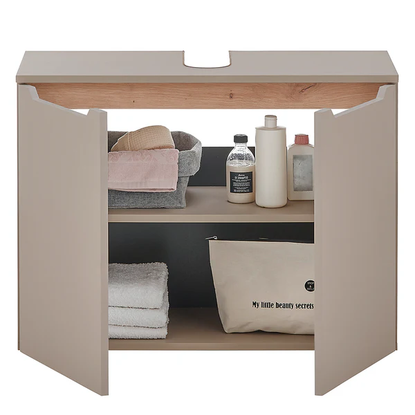 Waschbeckenunterschrank TAULO - Taupe / Eiche Artisan Dekor - Taupe - Image 8