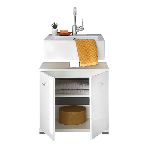 Waschbeckenunterschrank Wyntoon - Hochglanz Weiß - Breite: 60 cm - Image 3
