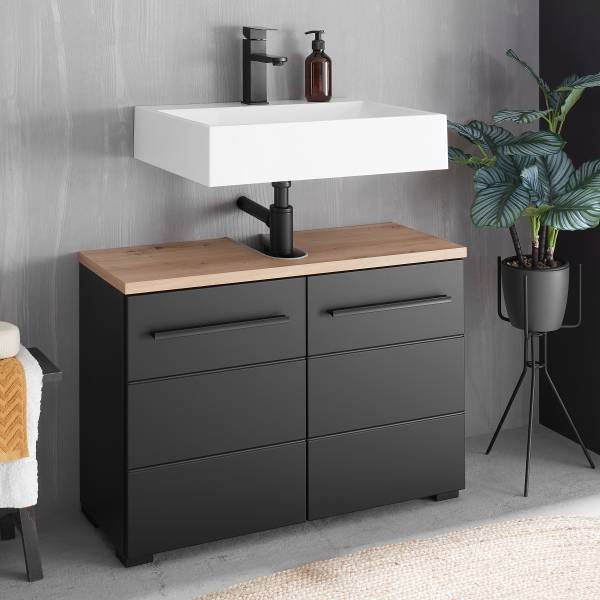 Waschbeckenunterschrank Wyntoon - Matt Schwarz - Breite: 80 cm - Image 14