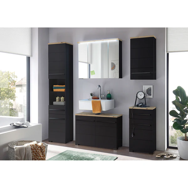 Waschbeckenunterschrank Wyntoon - Matt Schwarz - Breite: 80 cm - Image 2