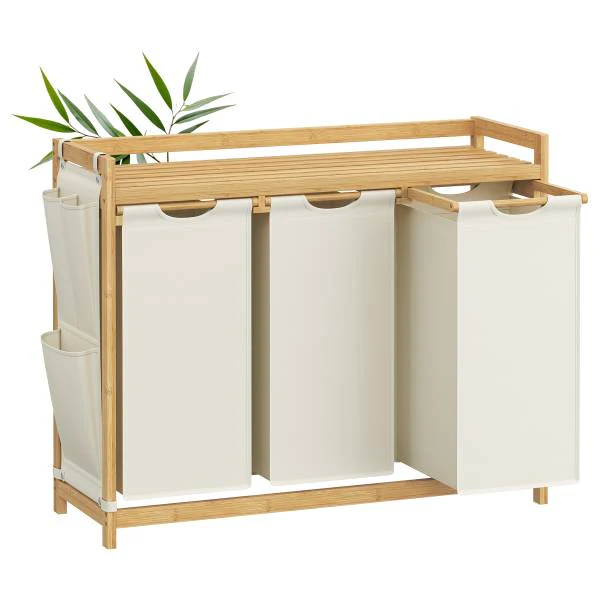 Wäschekorb Kabai - Bambus - Weiß - Breite: 98 cm - Image 4