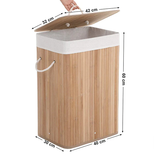 Wäschekorb Mondeville - Bambus / Webstoff - Beige - Image 7