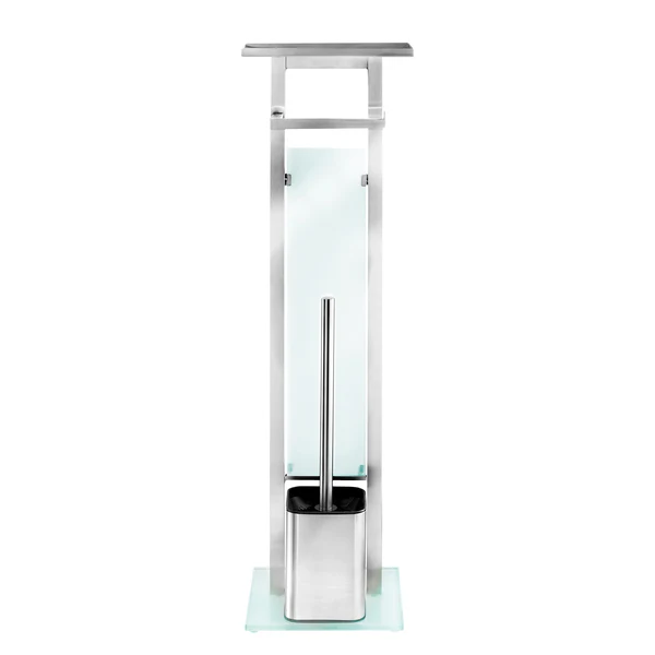 WC-Garnitur Debar - Edelstahl rostfrei / Glas - Weiß / satiniert - Image 3
