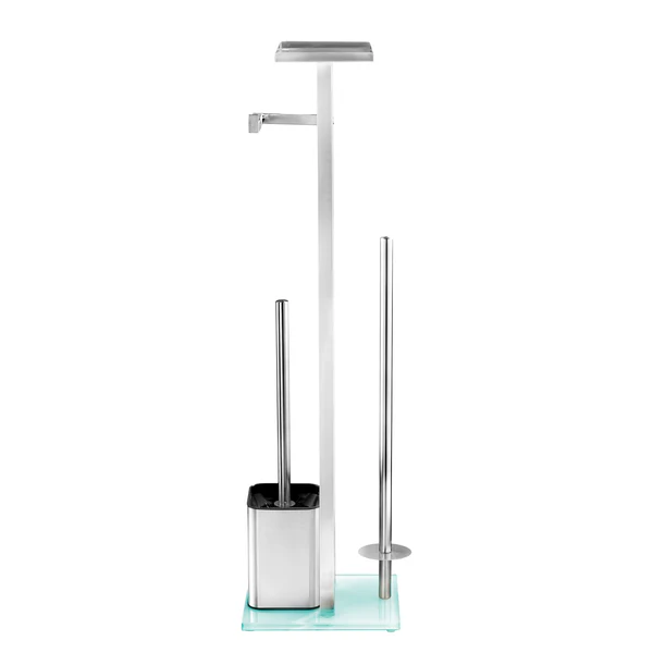 WC-Garnitur Debar - Edelstahl rostfrei / Glas - Weiß / satiniert - Image 4