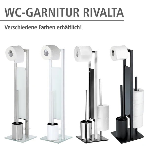 WC-Garnitur Rivalta - Edelstahl rostfrei / Glas - Silber / Schwarz - Silber / Schwarz - Image 11
