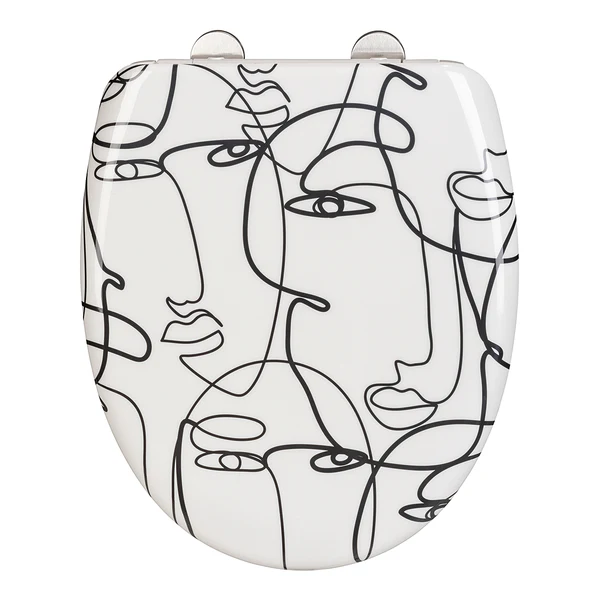 WC-Sitz Faces - Duroplast / Edelstahl - Schwarz / Weiß