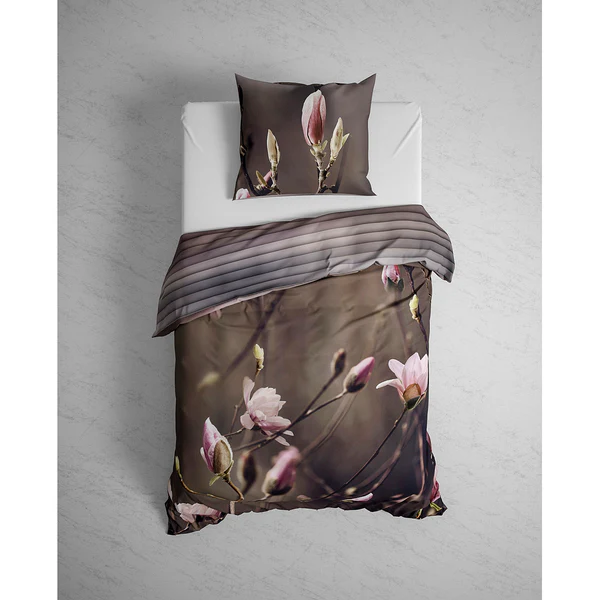 Wendebettwäsche GOTS Sarah - Twill - Rose / Taupe - 135 x 200 cm + Kissen 80 x 80 cm - Image 2