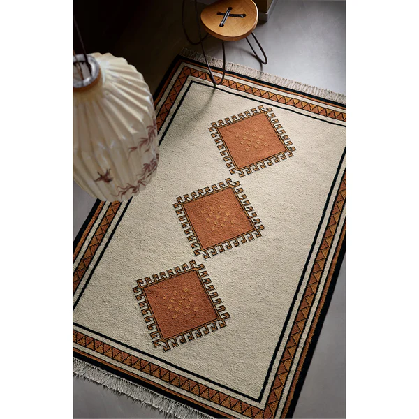 Wollteppich Afoud - Schurwolle - Weiß / Terracotta - 80 x 150 cm - Image 2