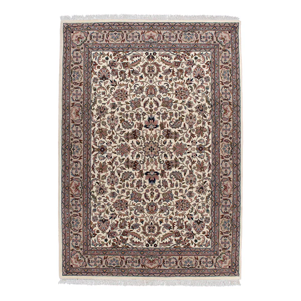 Wollteppich Benares Isfahan - 100 % Schurwolle - Beige - 70 x 140 cm