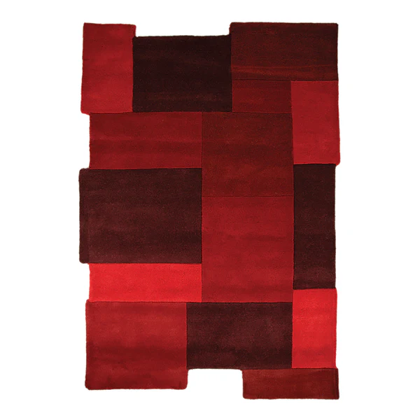 Wollteppich Collage - Wolle - Rot - 90 x 150 cm