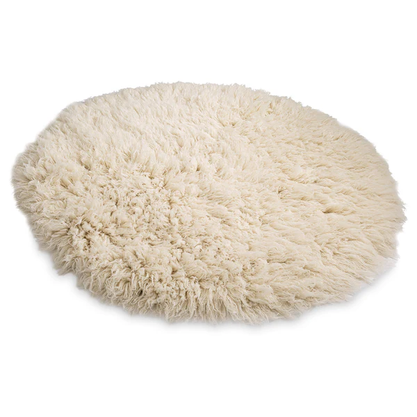Wollteppich Flokos XXL Rund - Schurwolle - Weiß - Durchmesser: 100 cm - Image 3