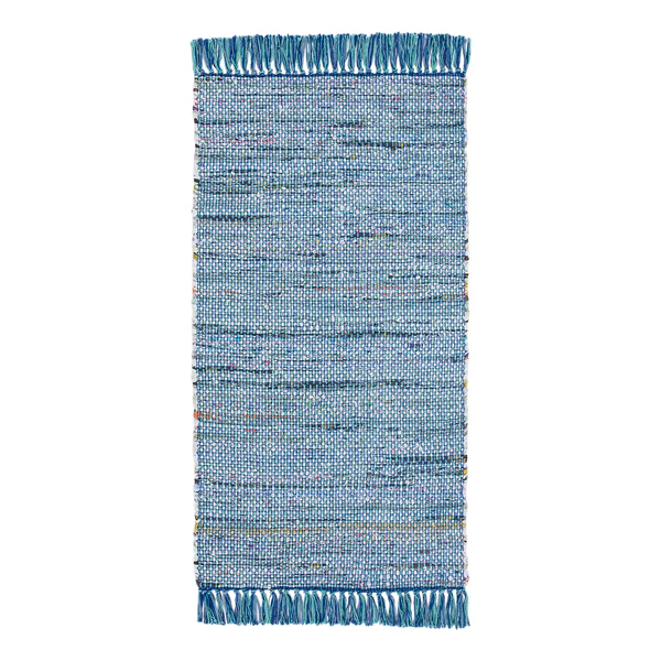 Wollteppich Frida - Baumwolle - Blau - 60 x 120 cm