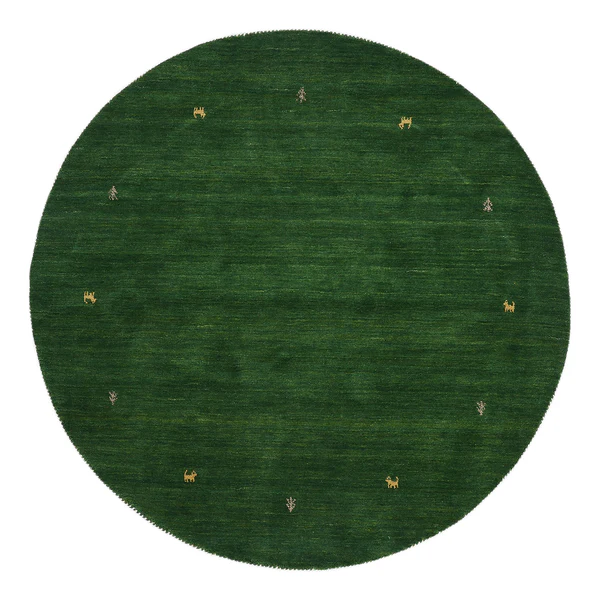 Wollteppich Gabbeh Uni Rund - Wolle - Grün - 150 x 150 cm